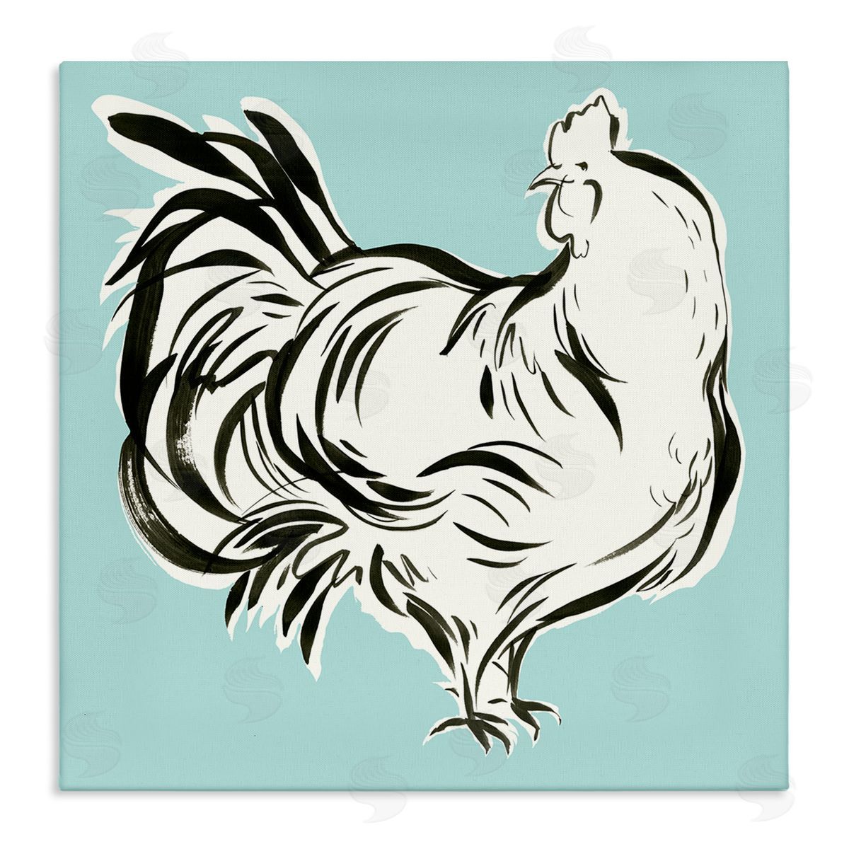 Laura Marr Abstract Hen on Blue Stretched Canvas Wall Art Print