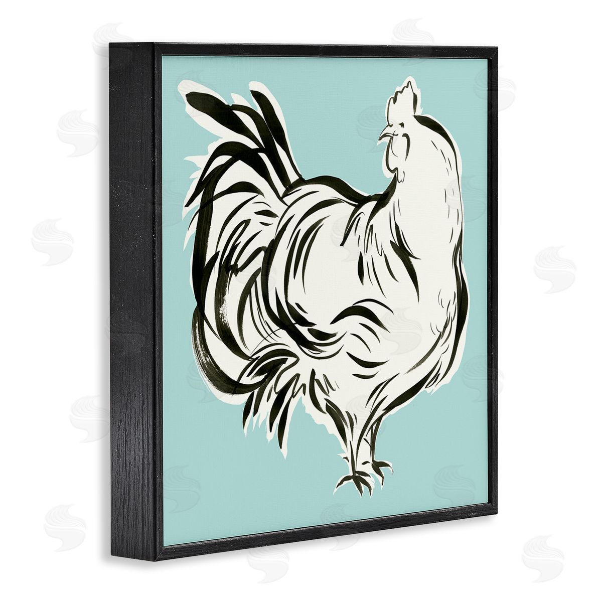 Laura Marr Abstract Hen on Blue Black Framed Glicee Wall Art Print