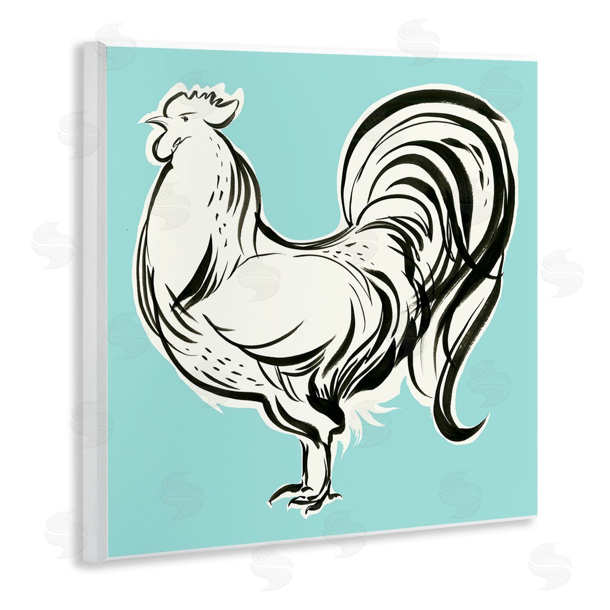 Laura Marr Modern Rooster Drawing Wooden Wall Plaque Art Print