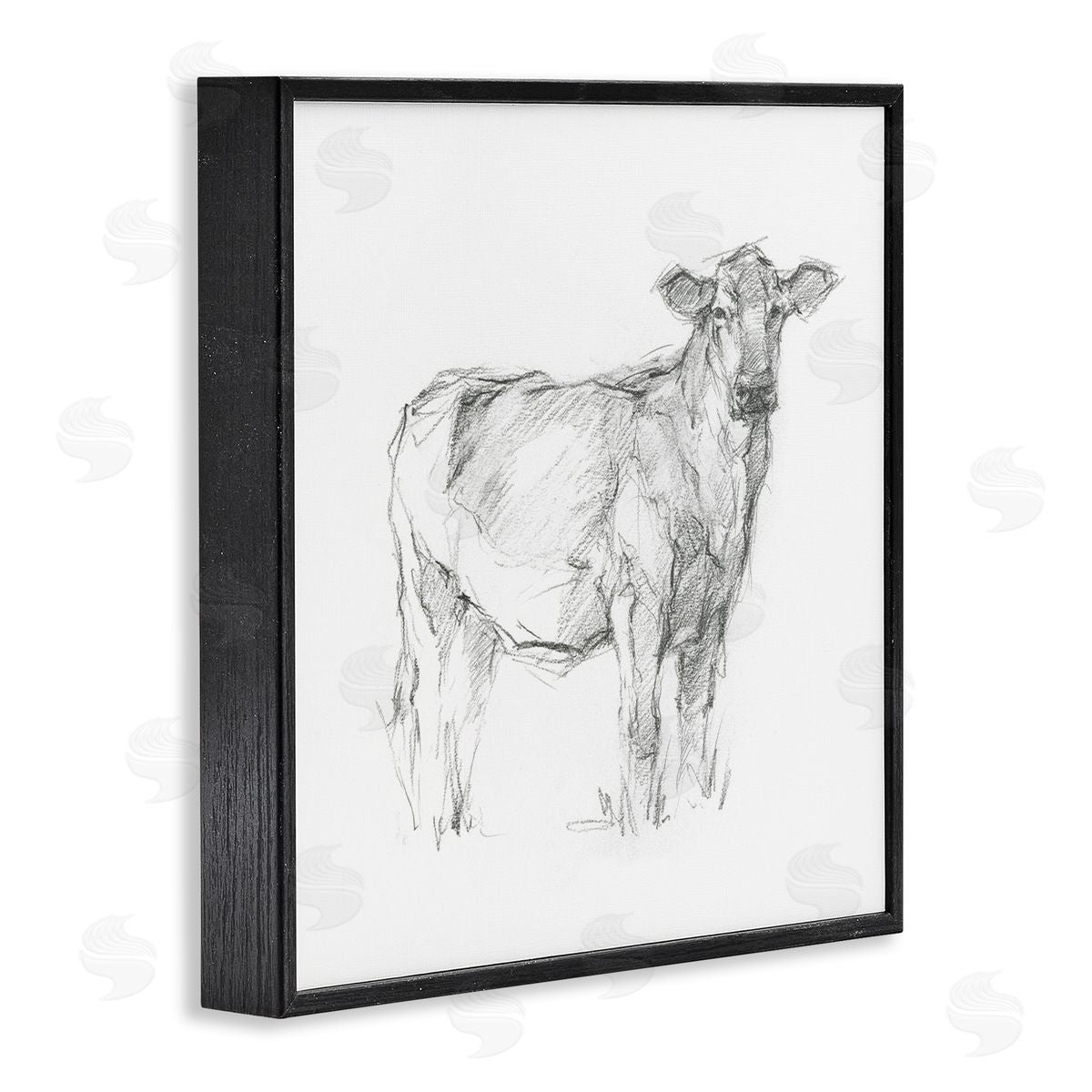 Ethan Harper Minimal Cattle Sketch Black Framed Glicee Wall Art Print