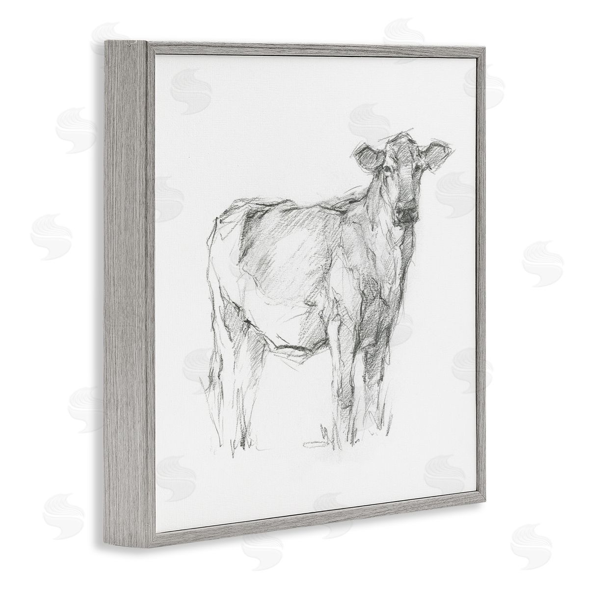 Ethan Harper Minimal Cattle Sketch Gray Framed Glicee Wall Art Print