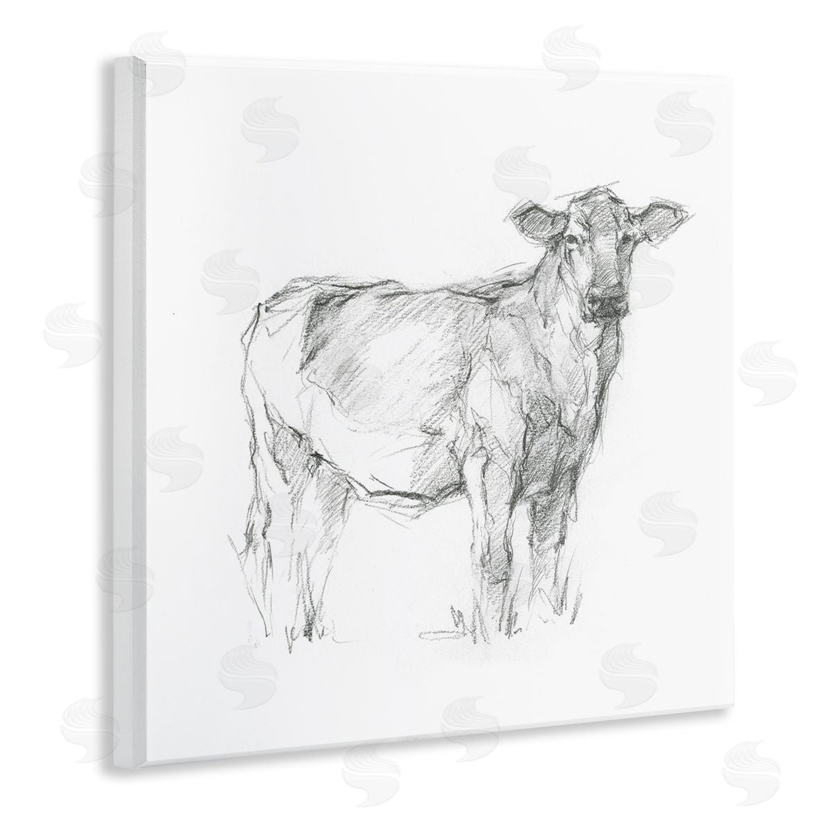 Ethan Harper Minimal Cattle Sketch Wooden Wall Plaque Art Print