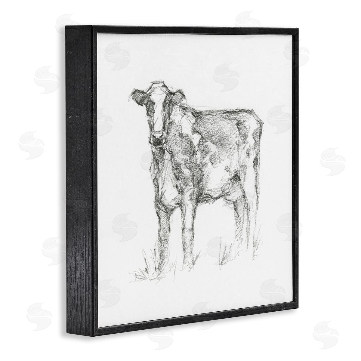 Ethan Harper Simple Cow Drawing Black Framed Glicee Wall Art Print