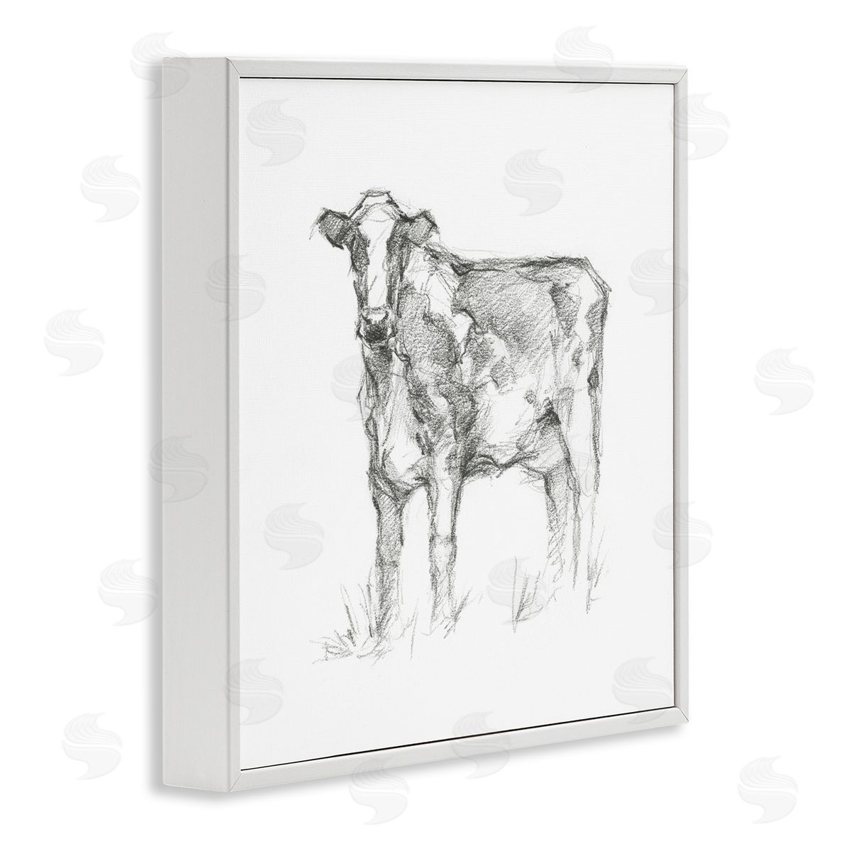 Ethan Harper Simple Cow Drawing White Framed Glicee Wall Art Print