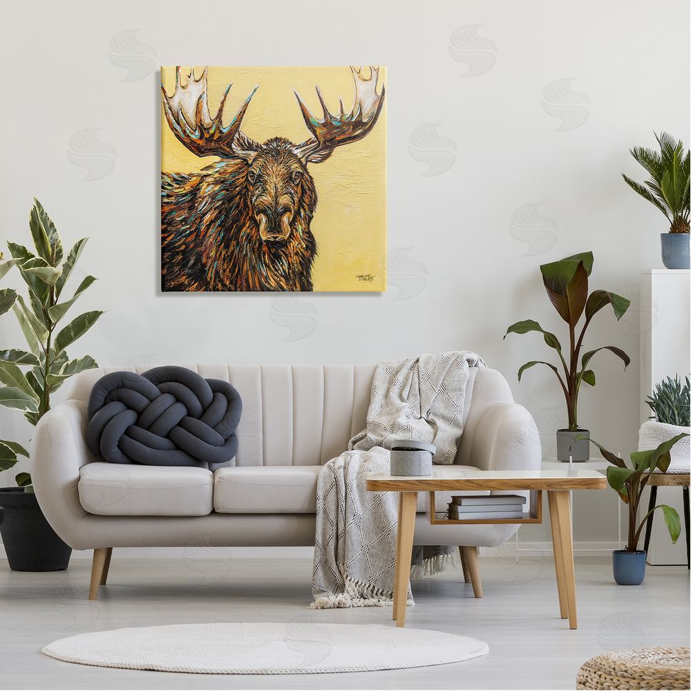Carolee Vitaletti Modern Moose Painting Canvas Wall Art in Room