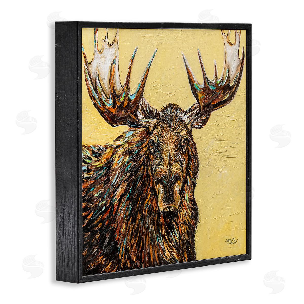 Carolee Vitaletti Modern Moose Painting Black Framed Glicee Wall Art Print