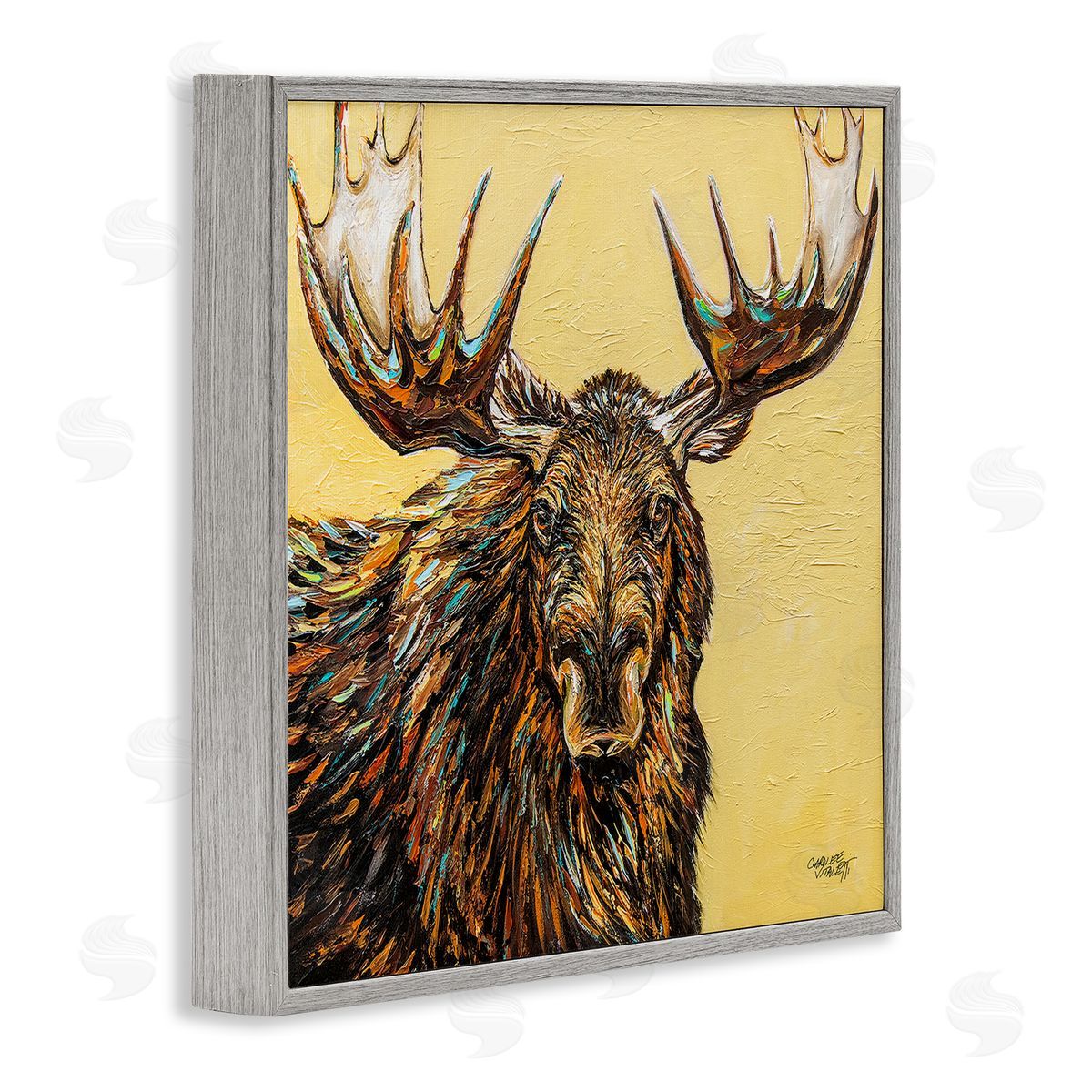 Carolee Vitaletti Modern Moose Painting Gray Framed Glicee Wall Art Print