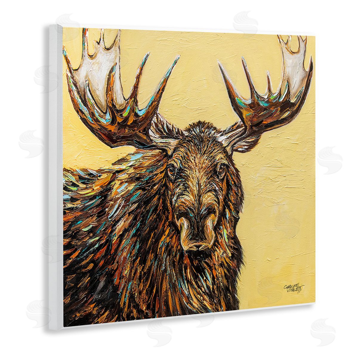 Carolee Vitaletti Modern Moose Painting Wooden Wall Plaque Art Print
