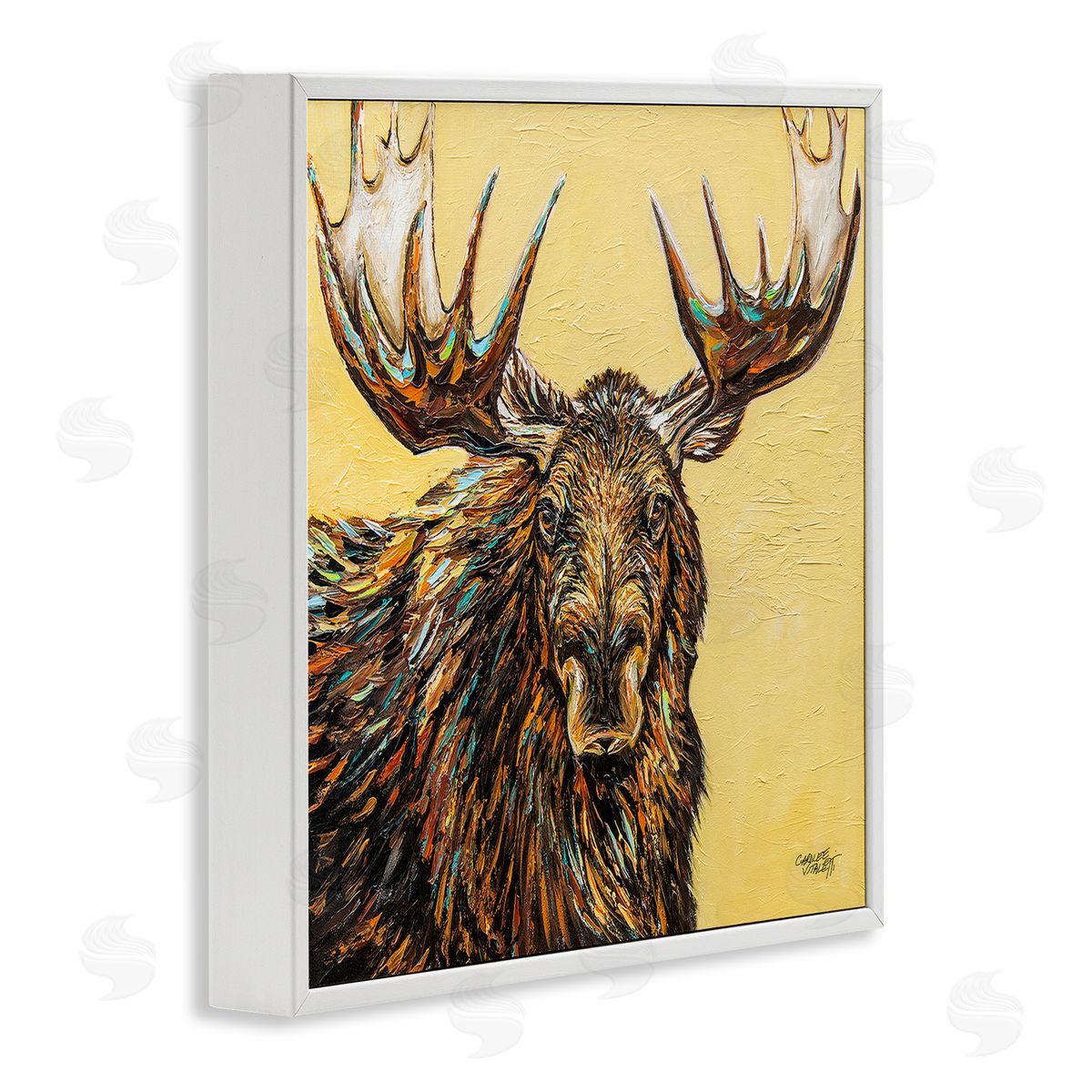 Carolee Vitaletti Modern Moose Painting White Framed Glicee Wall Art Print