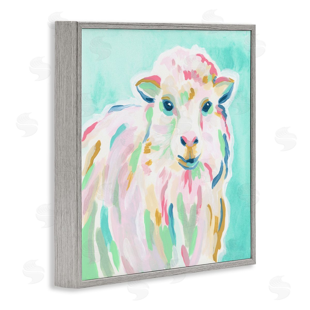 June Erica Vess Pastel Sheep Painting Gray Framed Glicee Wall Art Print