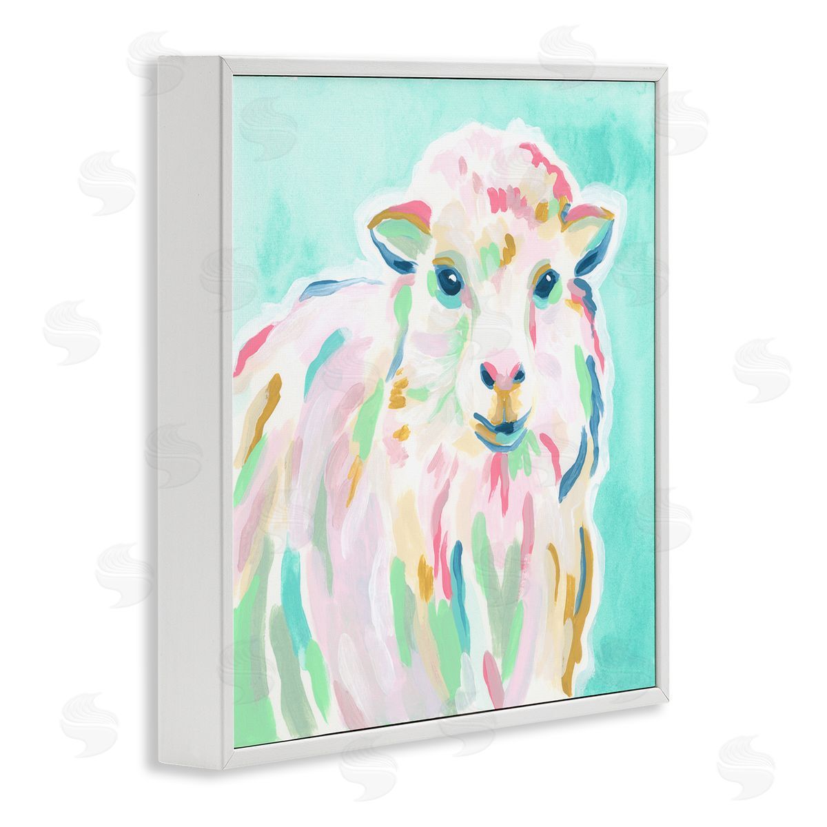 June Erica Vess Pastel Sheep Painting White Framed Glicee Wall Art Print