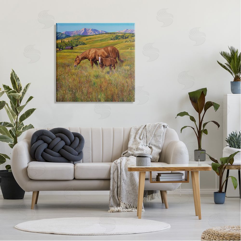 Andrew Kiss Horses Grazing in Meadow Canvas Wall Art in Room