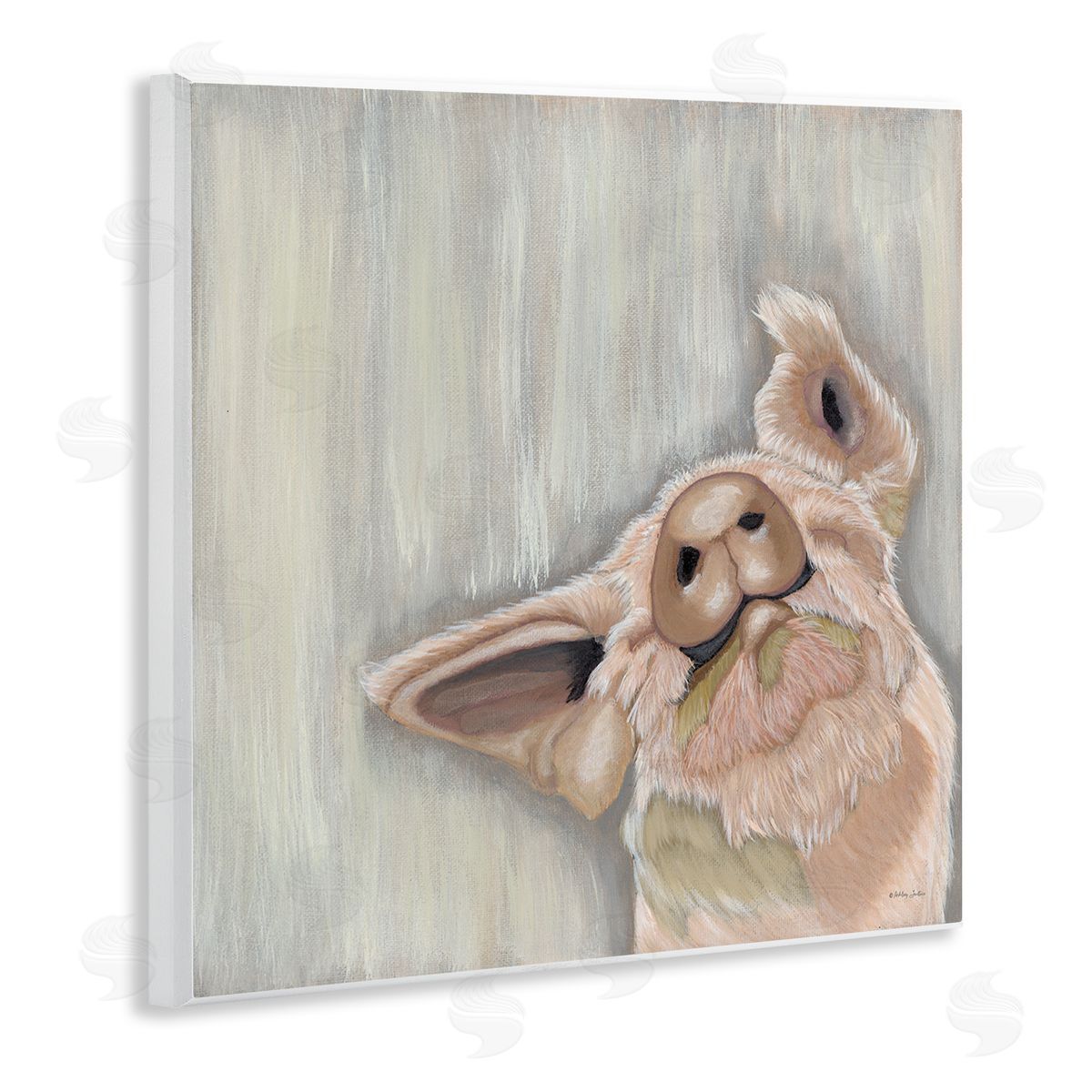 Ashley Justice Pig Looking Upward Wooden Wall Plaque Art Print