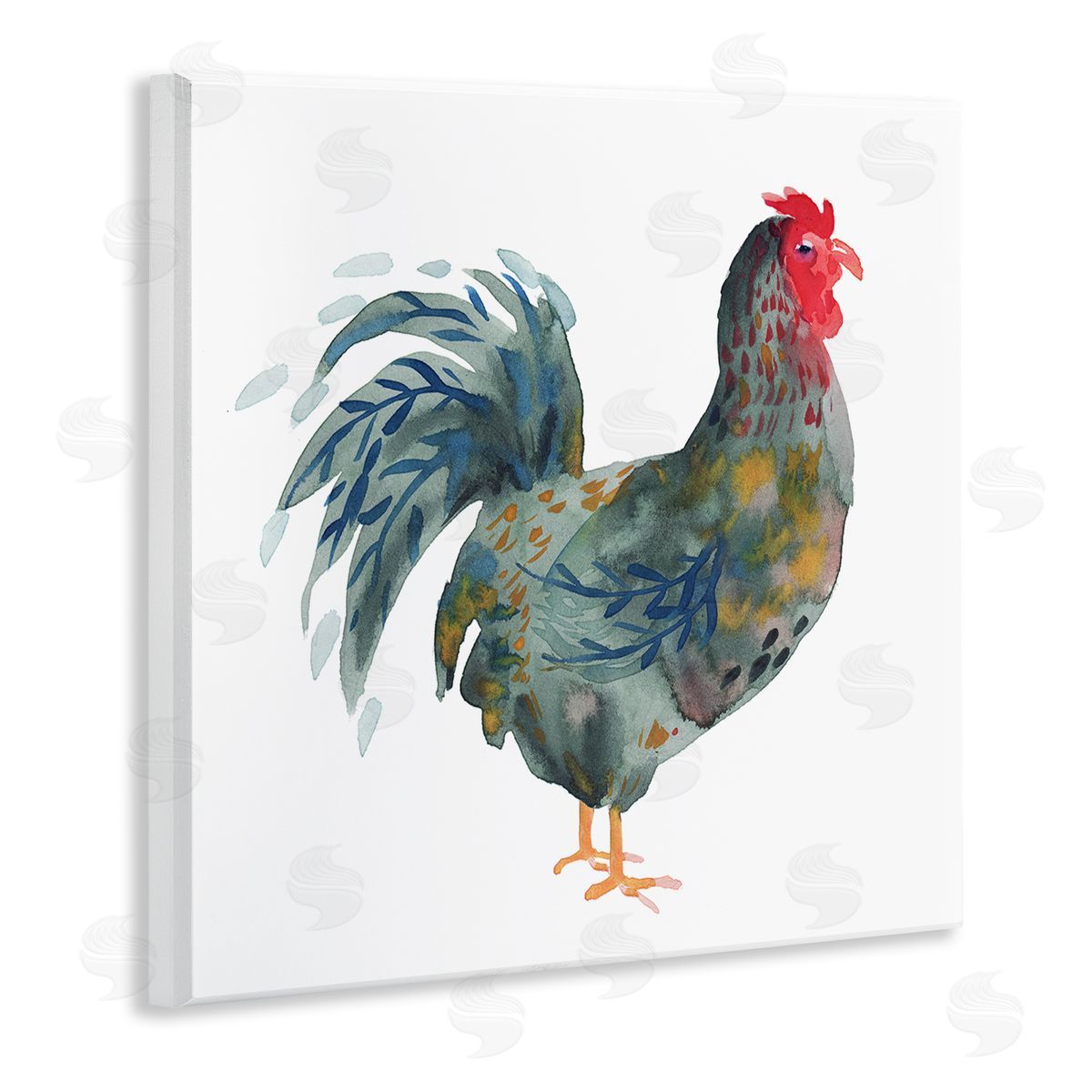 Claudia Bianchi Floral Patterned Rooster Wooden Wall Plaque Art Print
