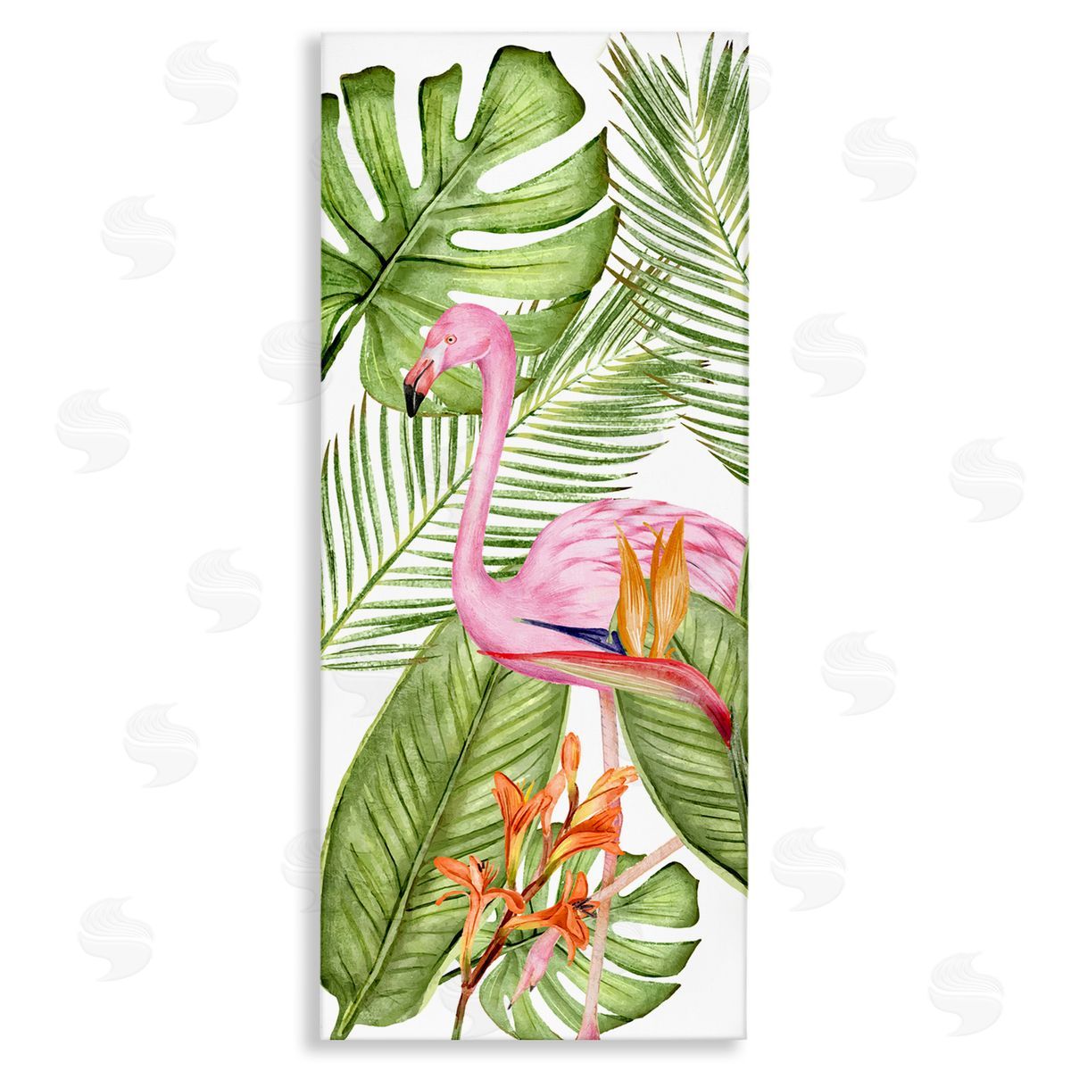 Tropical Plants & Flamingo Canvas Wall Art, Home Decor by Kim Allen