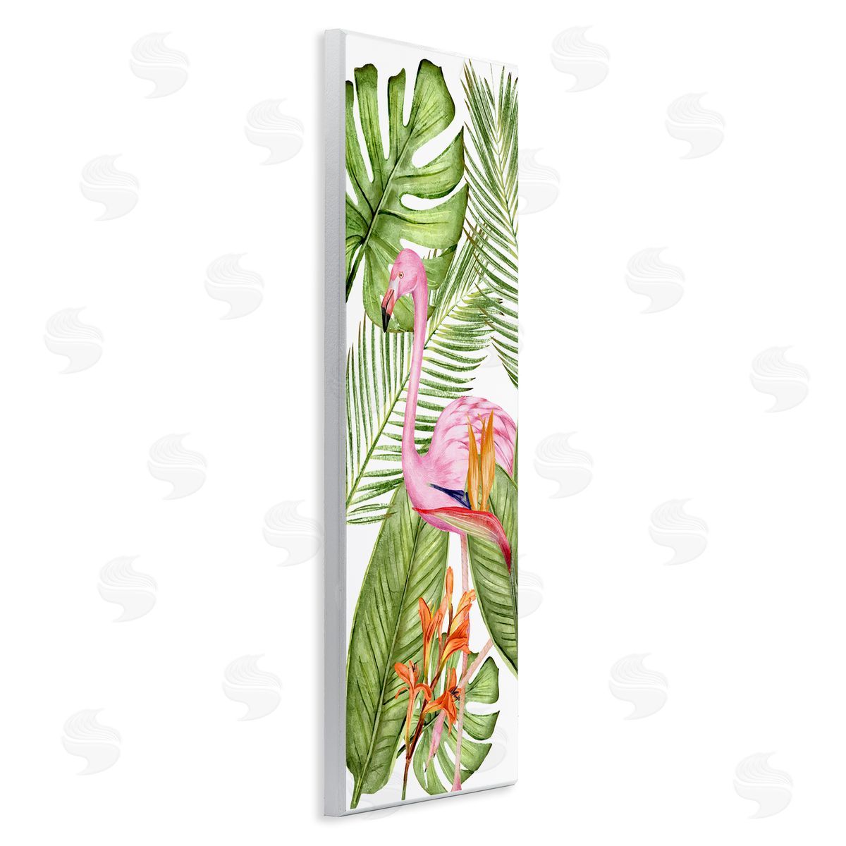 Tropical Plants & Flamingo Wood Plaque Wall Art, Home Decor by Kim Allen