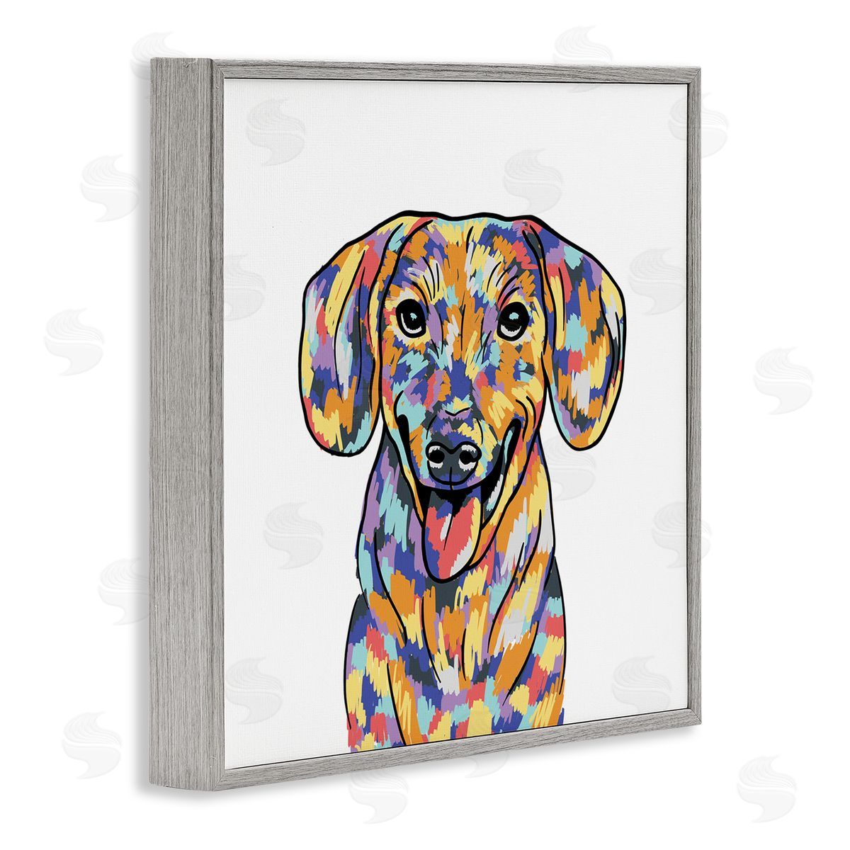 Masey St. Studios Modern Bold Dog Portrait Gray Framed Glicee Wall Art Print