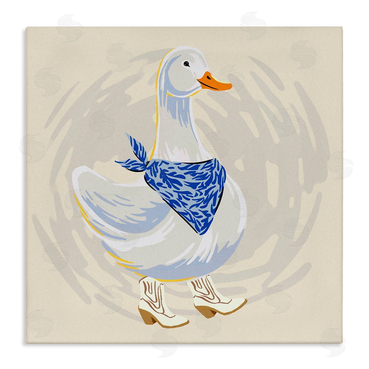 Ziwei Li Cowboy Duck with Bandana Stretched Canvas Wall Art Print