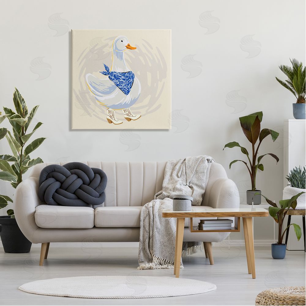 Ziwei Li Cowboy Duck with Bandana Canvas Wall Art in Room