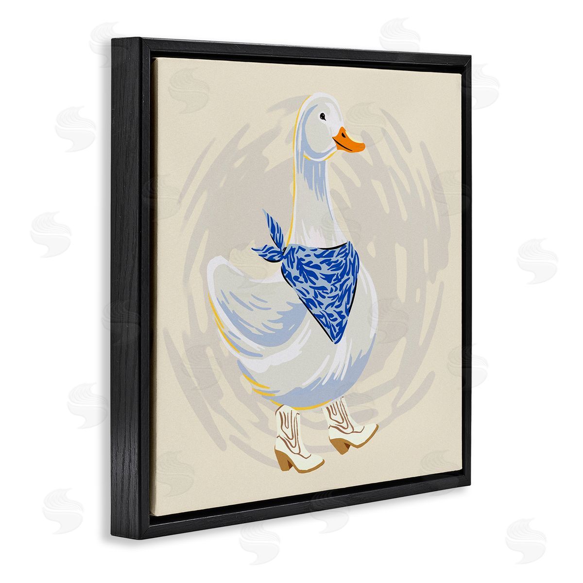 Ziwei Li Cowboy Duck with Bandana Black Floating Frame Canvas Wall Art Print
