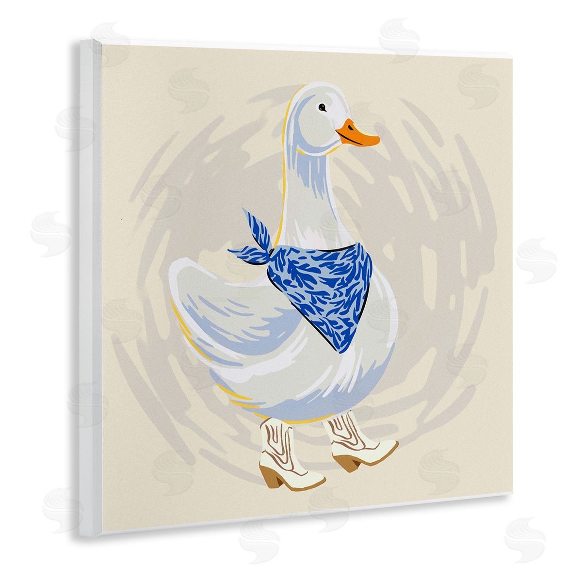 Ziwei Li Cowboy Duck with Bandana Wooden Wall Plaque Art Print