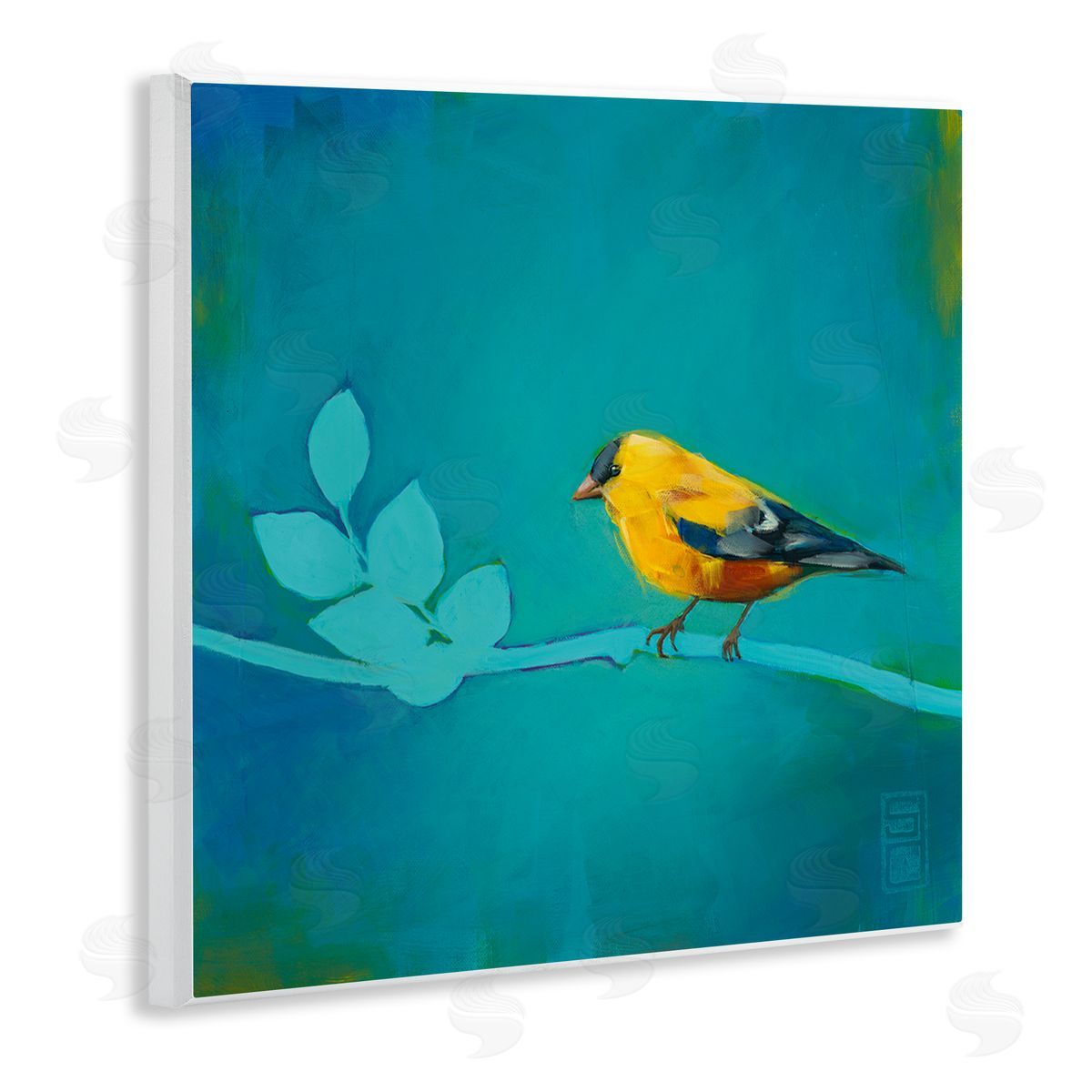 Stacy D'Aguiar Canary with Abstract Branch Wooden Wall Plaque Art Print
