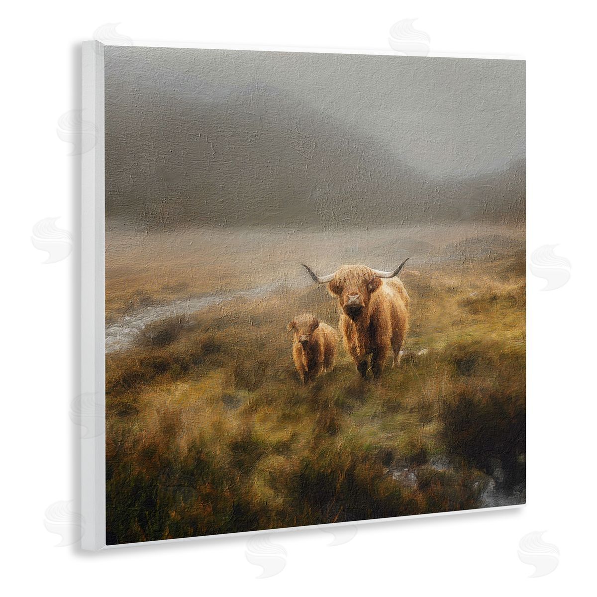 Paul Brent Highland Cows Rural Landscape Wooden Wall Plaque Art Print