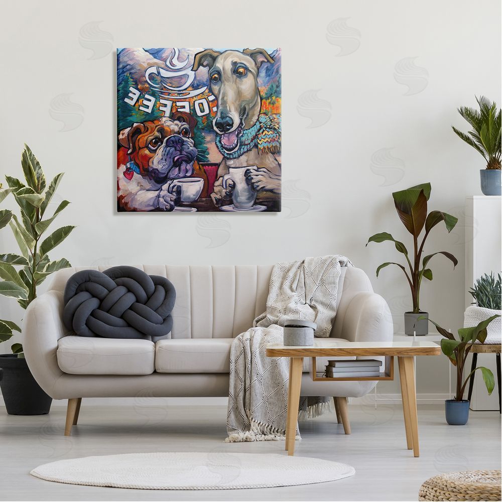 CR Townsend Dogs at Coffee Shop Canvas Wall Art in Room