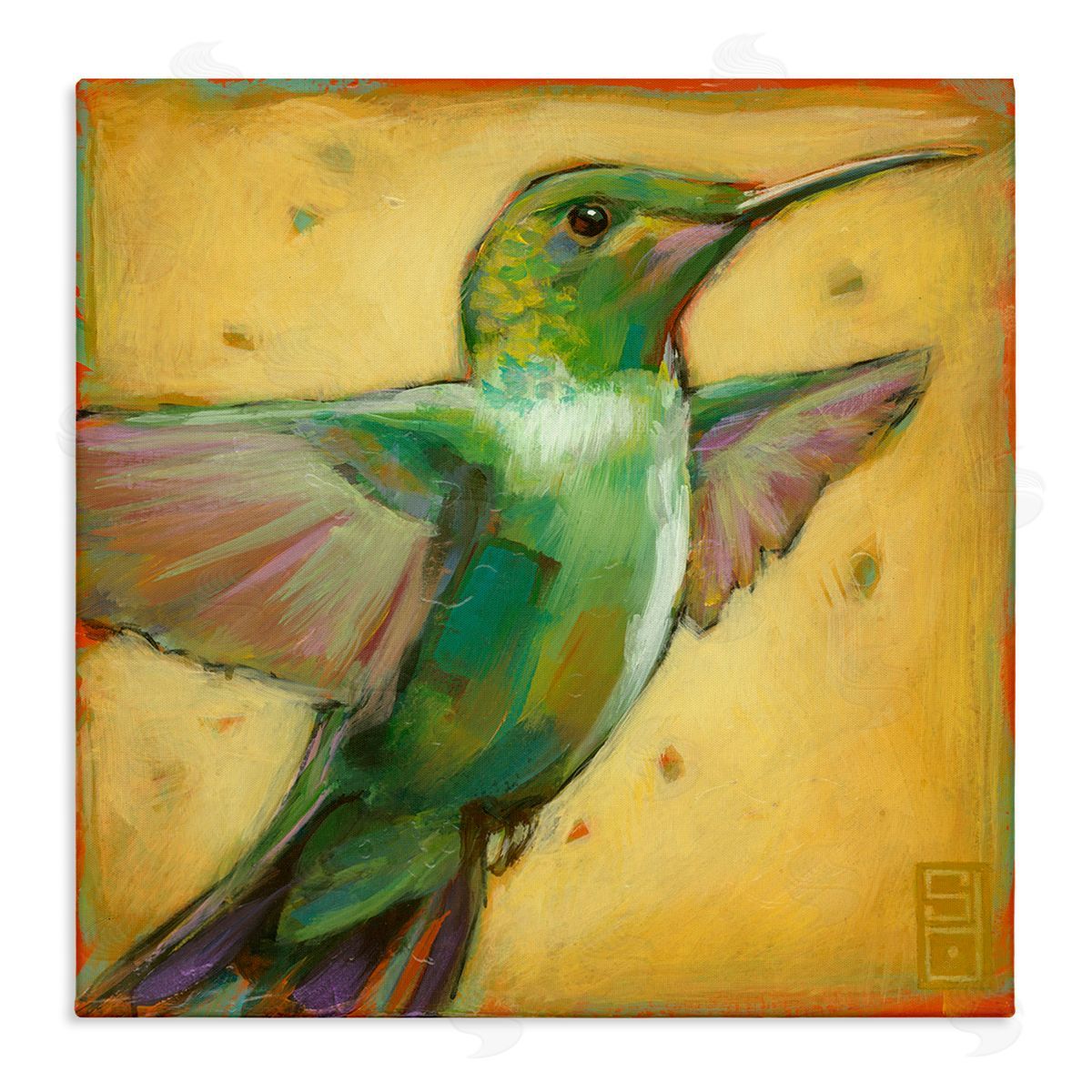 Stacy D'Aguiar Flying Hummingbird Painting Stretched Canvas Wall Art Print
