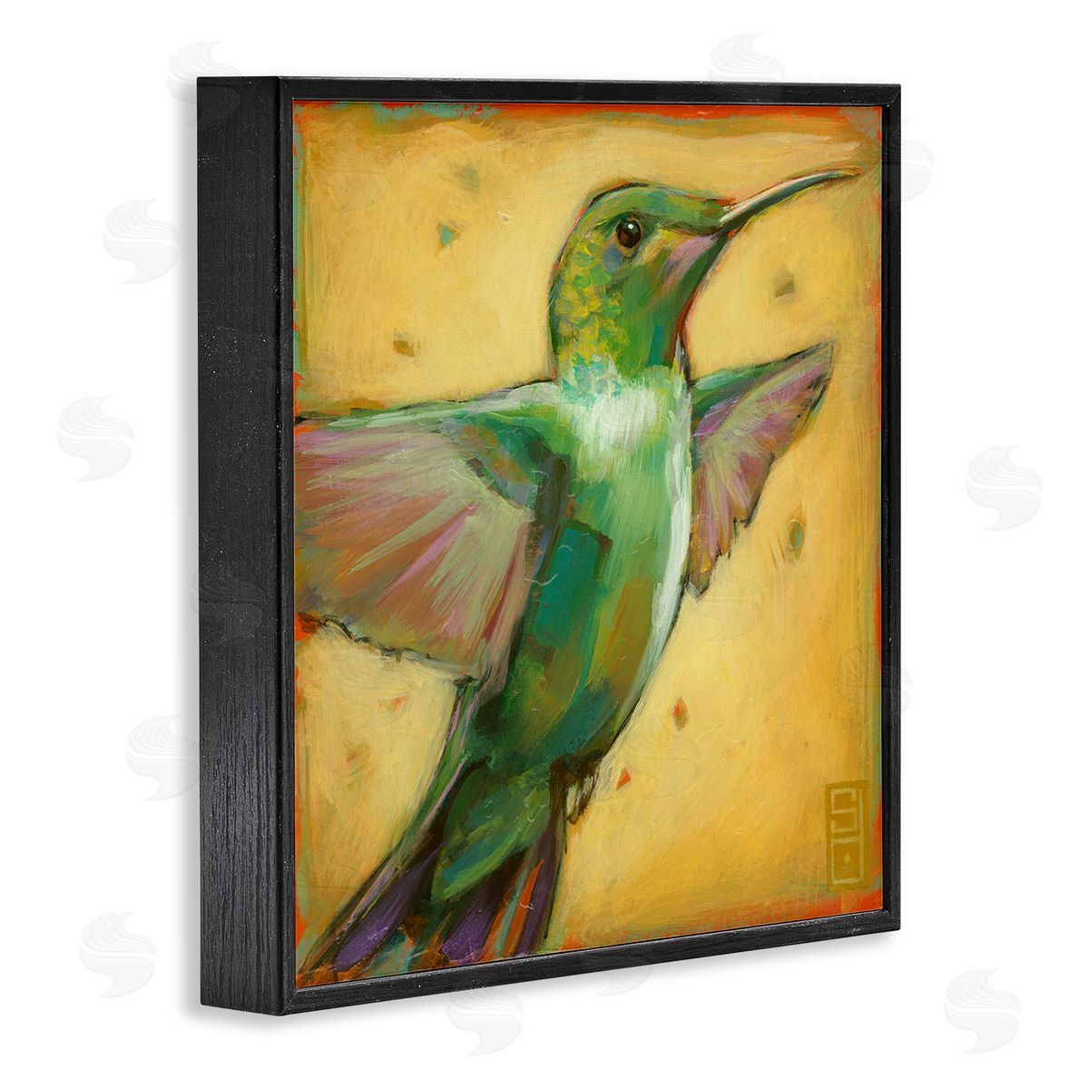 Stacy D'Aguiar Flying Hummingbird Painting Black Framed Glicee Wall Art Print