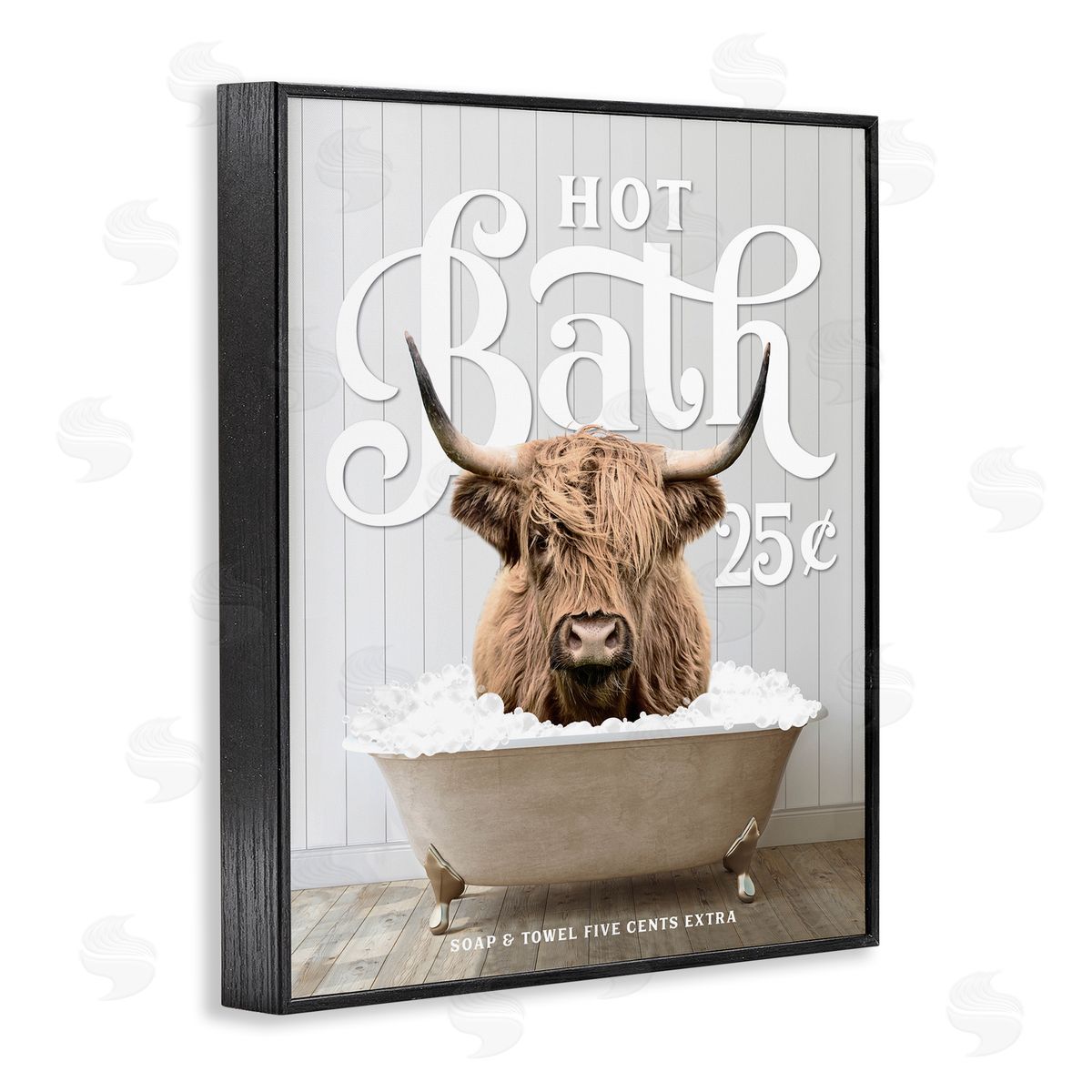 Vintage Bathroom Cattle Black Frame Print Wall Art, Home Decor by Lettered and Lined