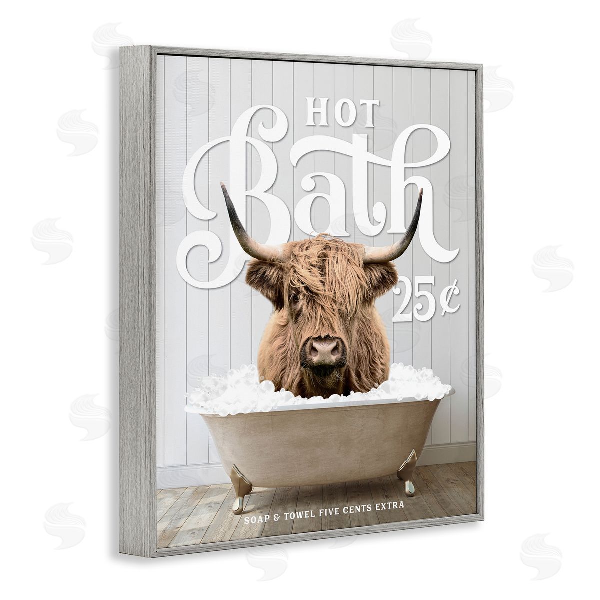Vintage Bathroom Cattle Grey Frame Print Wall Art, Home Decor by Lettered and Lined