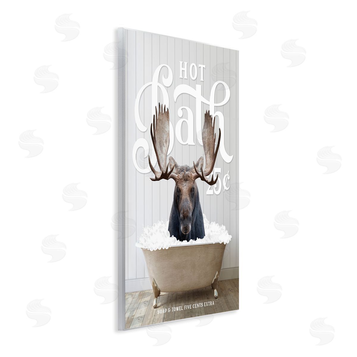 Vintage Bathroom Moose Ad Wood Plaque Wall Art, Home Decor by Lettered and Lined