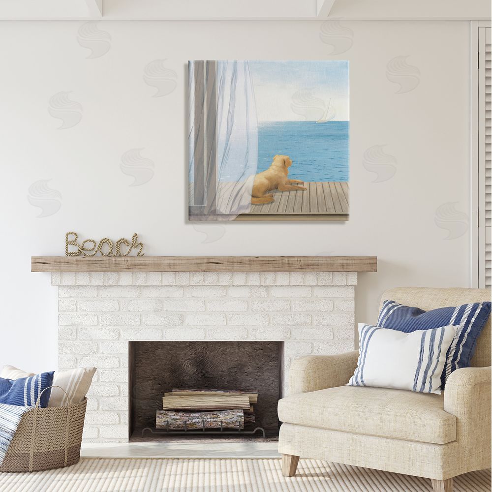 James Wiens Dog in Coastal Window Canvas Wall Art in Room
