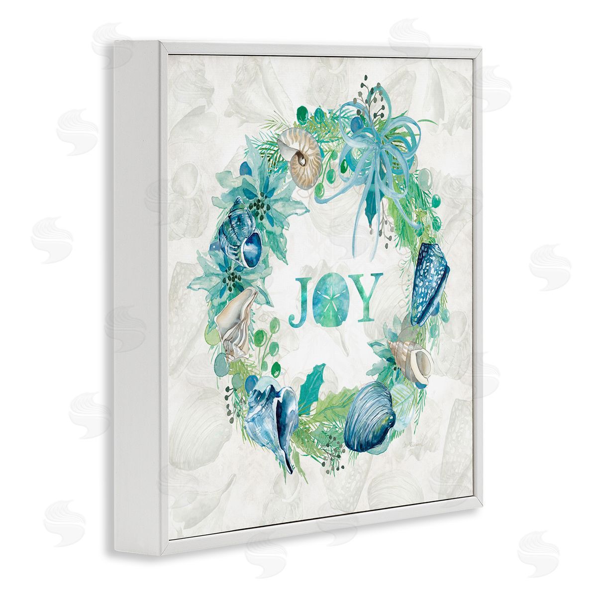 Carol Robinson Joy Coastal Shell Wreath White Framed Glicee Wall Art Print