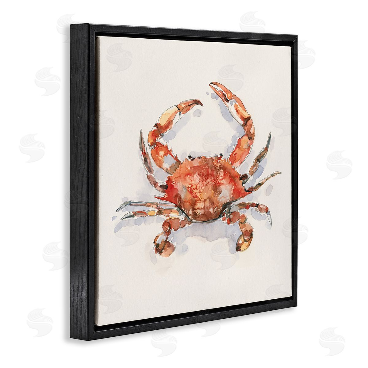 Emma Caroline Red Crab Marine Animal Black Floating Frame Canvas Wall Art Print