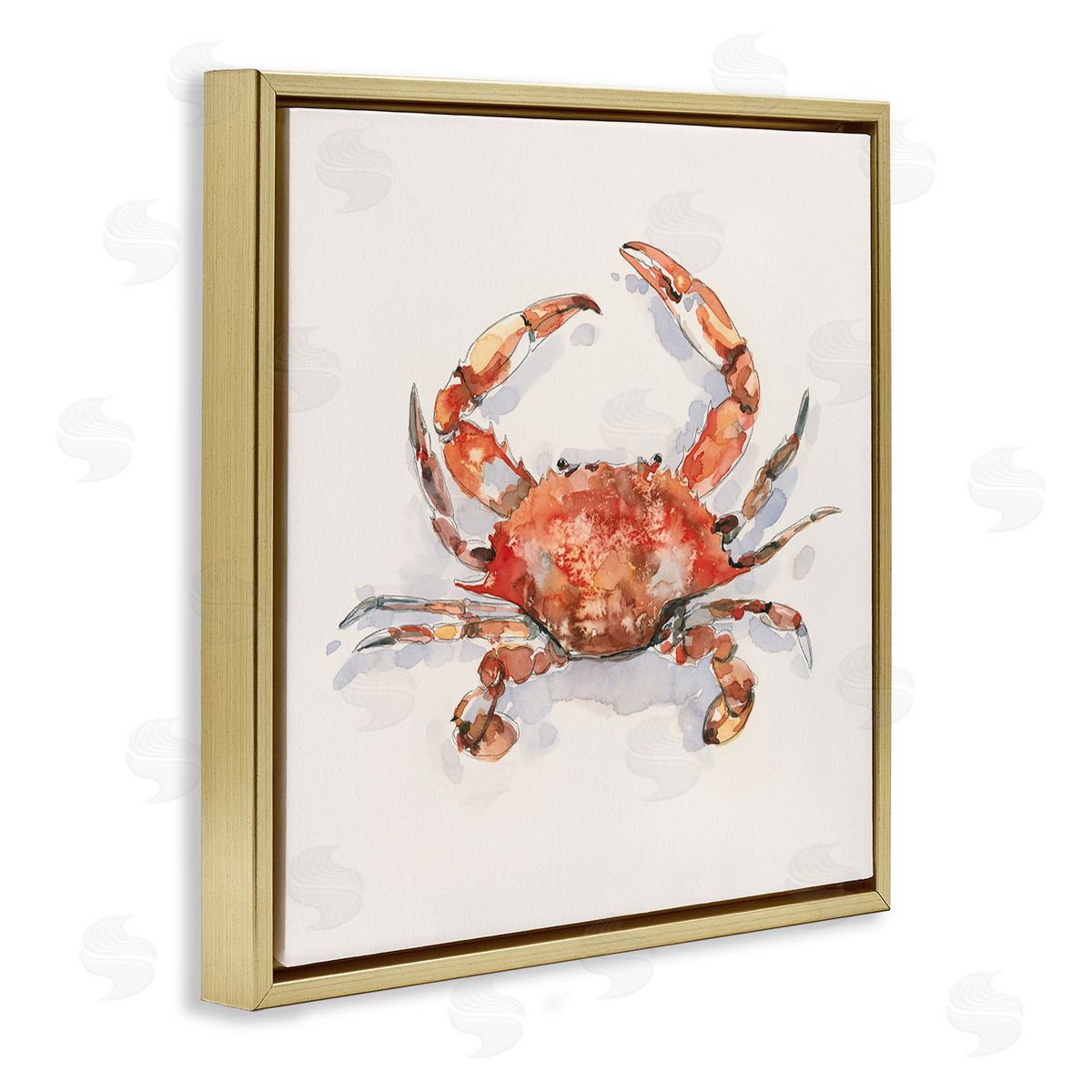Emma Caroline Red Crab Marine Animal Gold Floating Frame Canvas Wall Art Print
