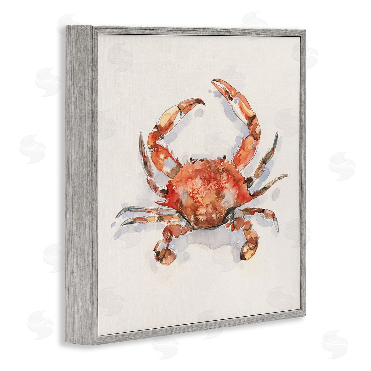 Emma Caroline Red Crab Marine Animal Gray Framed Glicee Wall Art Print