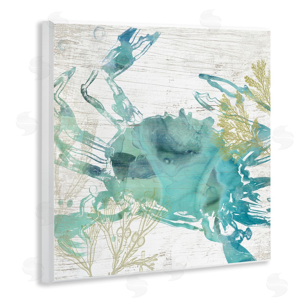 June Erica Vess Abstract Blue Crab Wooden Wall Plaque Art Print
