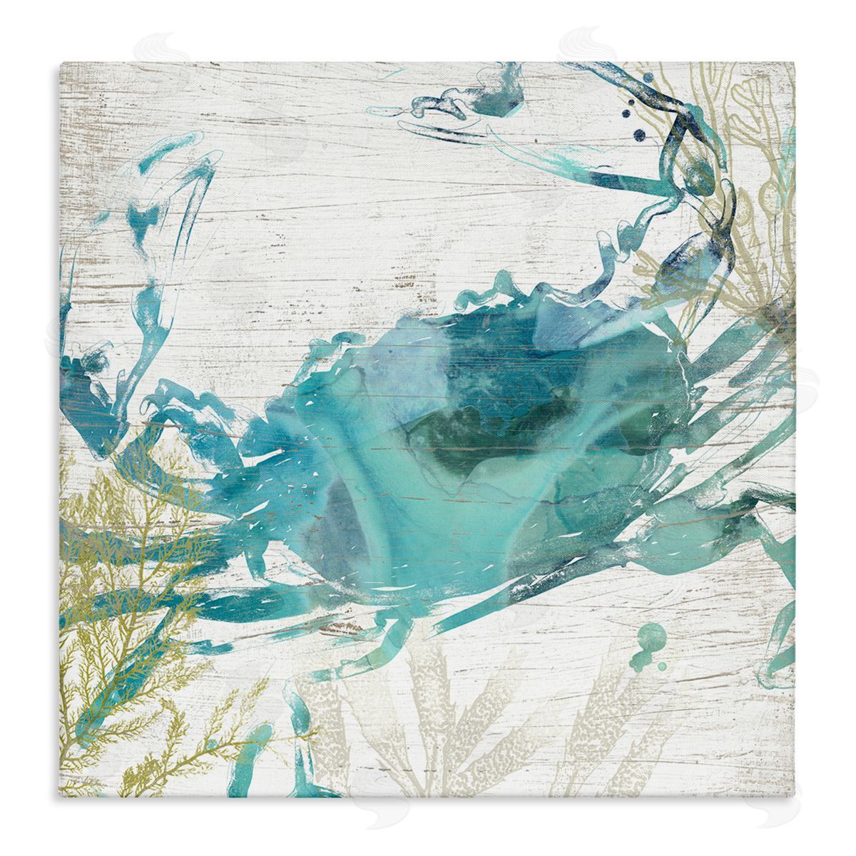 June Erica Vess Rustic Blue Crab Abstract Stretched Canvas Wall Art Print