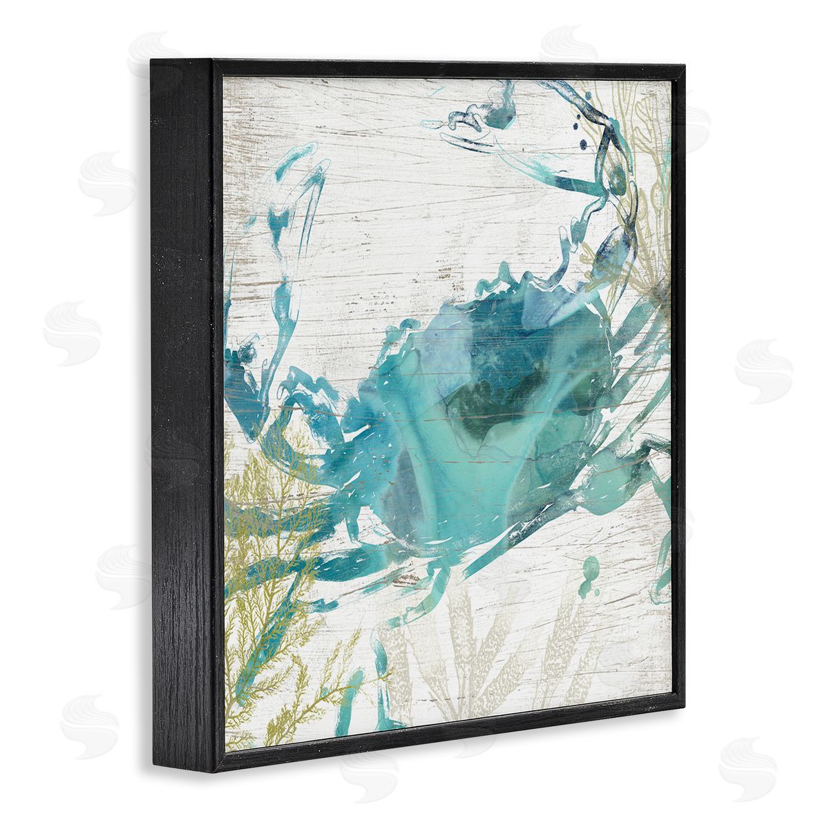 June Erica Vess Rustic Blue Crab Abstract Black Framed Glicee Wall Art Print