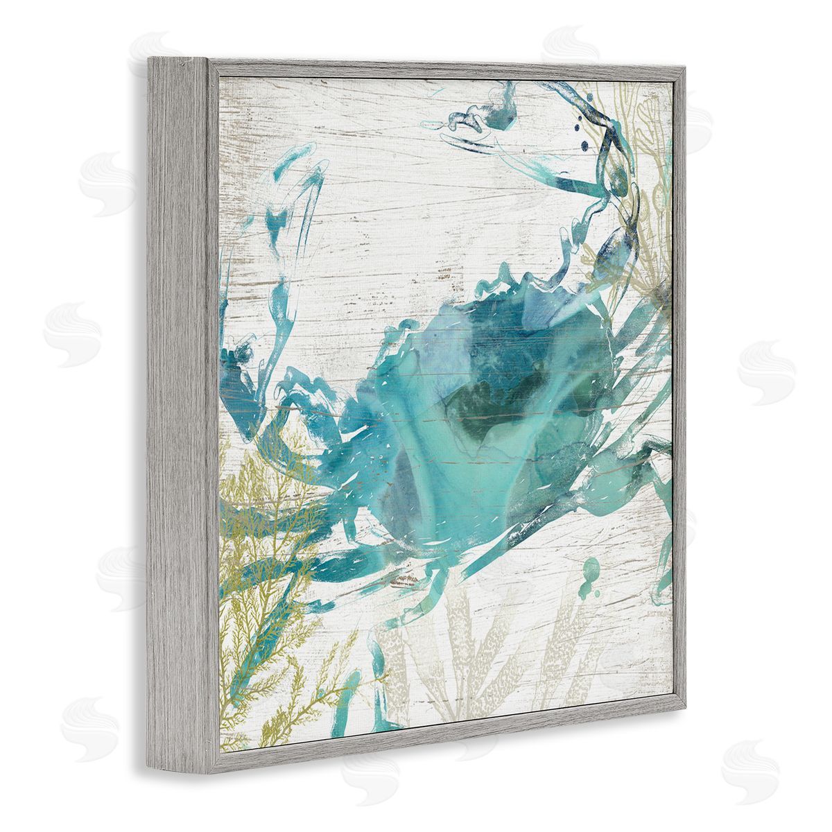 June Erica Vess Rustic Blue Crab Abstract Gray Framed Glicee Wall Art Print
