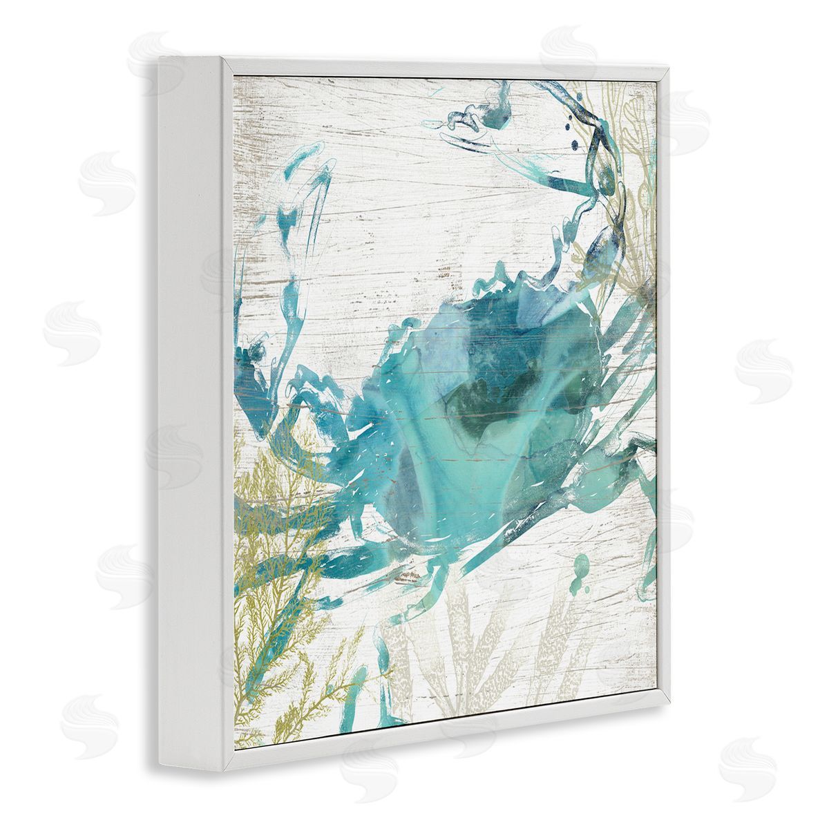 June Erica Vess Rustic Blue Crab Abstract White Framed Glicee Wall Art Print