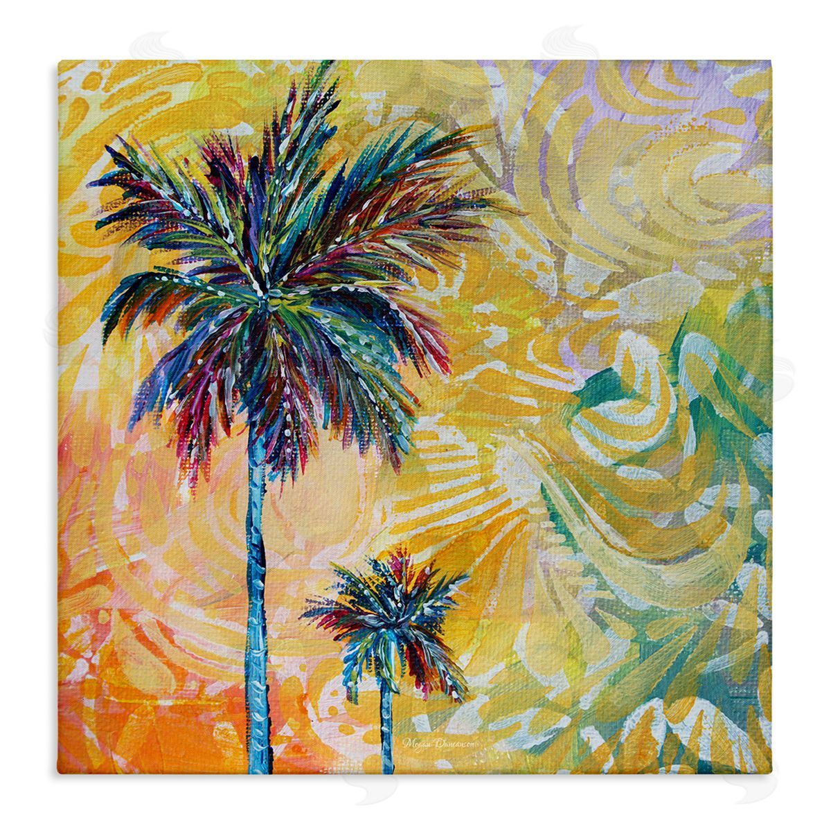 Megan Duncanson Modern Patterned Palm Trees Stretched Canvas Wall Art Print