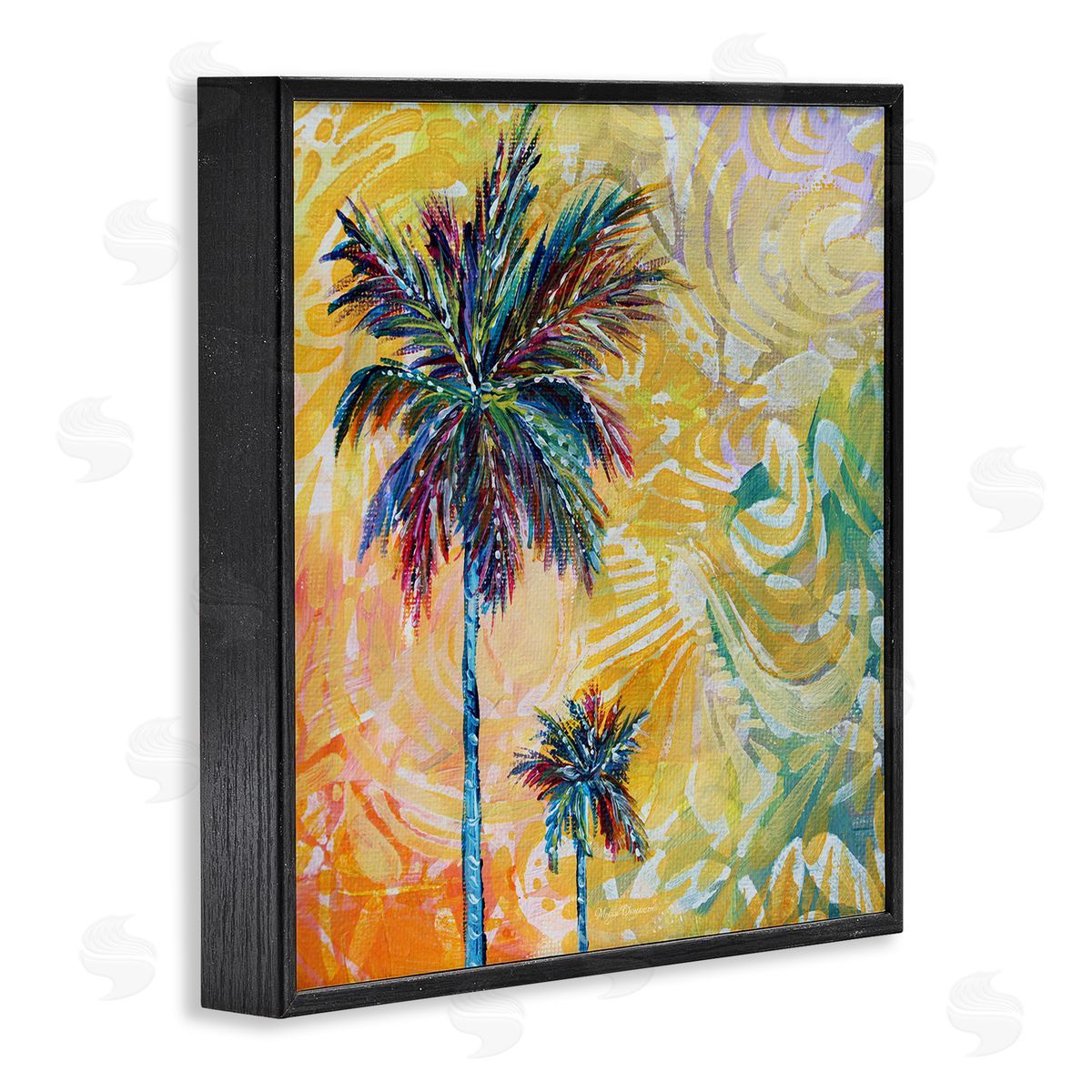 Megan Duncanson Modern Patterned Palm Trees Black Framed Glicee Wall Art Print