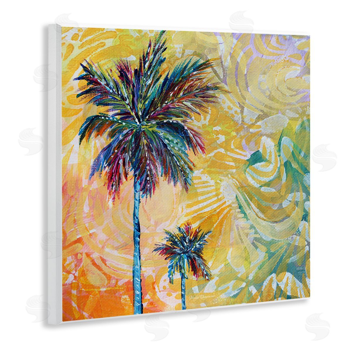 Megan Duncanson Modern Patterned Palm Trees Wooden Wall Plaque Art Print
