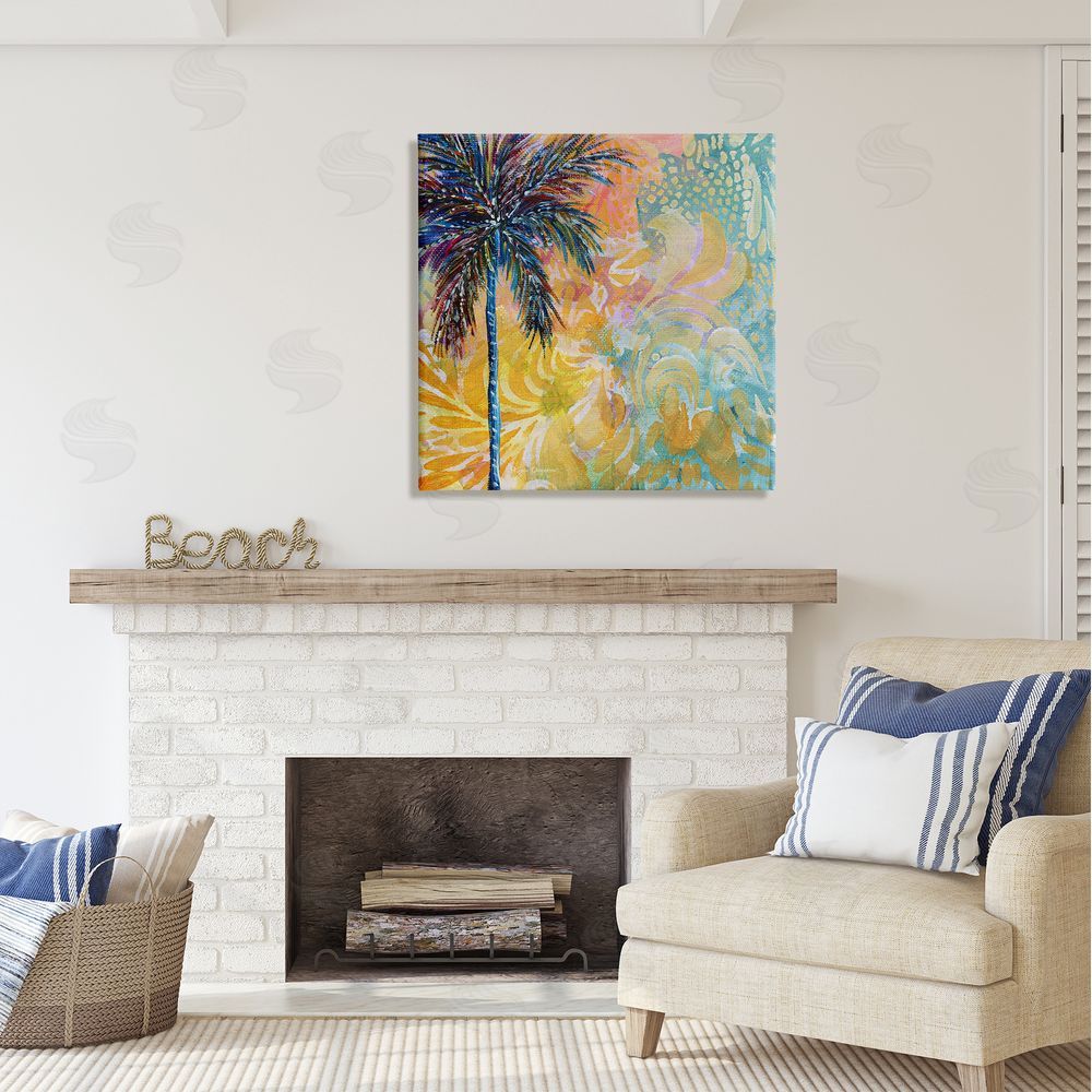 Megan Duncanson Tropical Patterned Palm Canvas Wall Art in Room