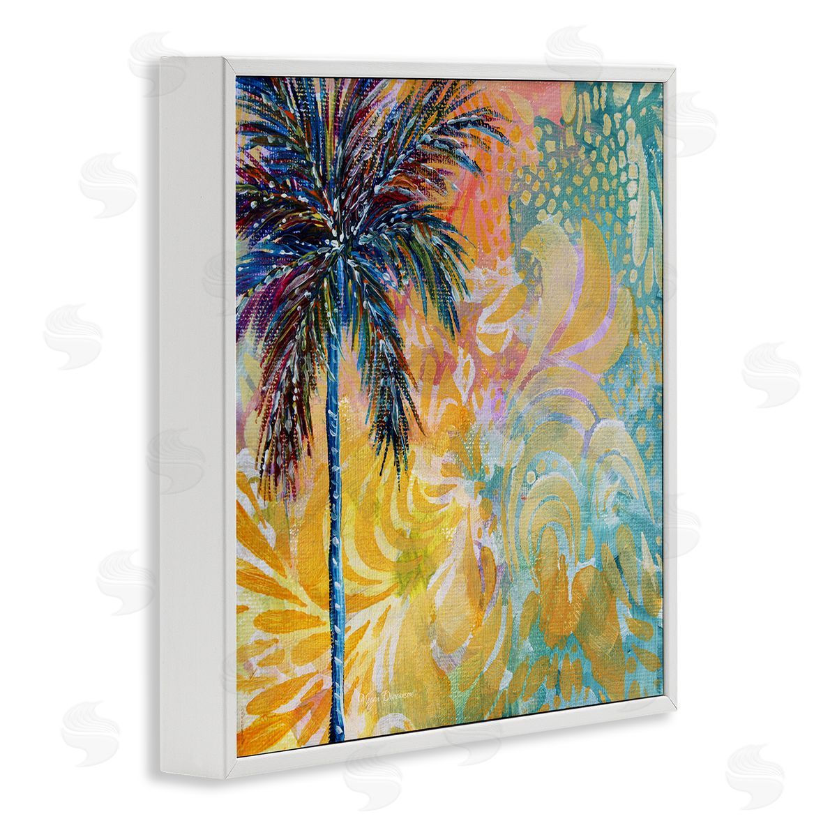 Megan Duncanson Tropical Patterned Palm White Framed Glicee Wall Art Print