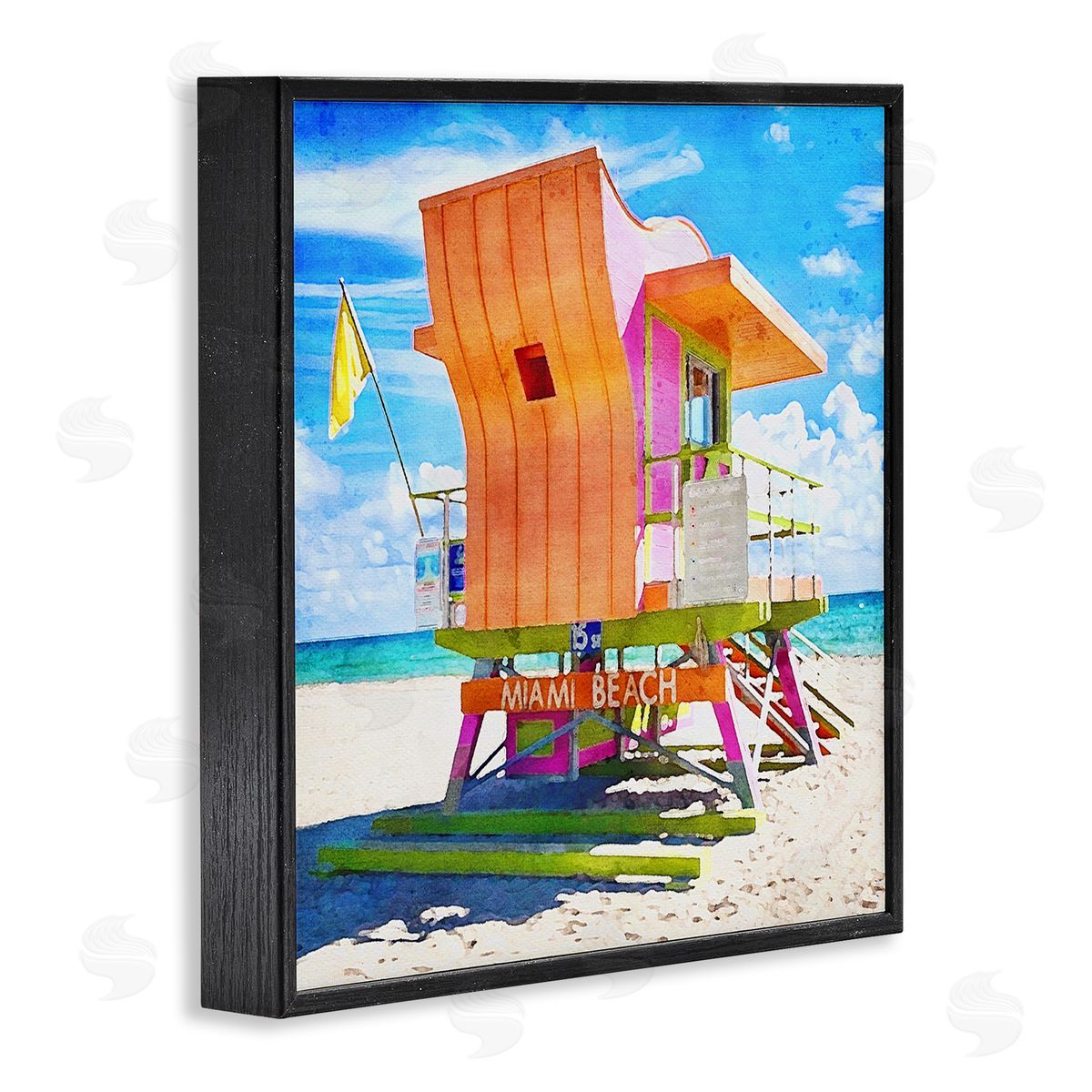 LSR Design Studio Miami Beach Orange Hut Black Framed Glicee Wall Art Print