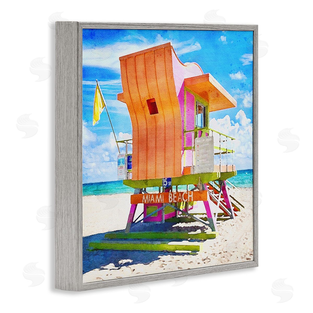 LSR Design Studio Miami Beach Orange Hut Gray Framed Glicee Wall Art Print